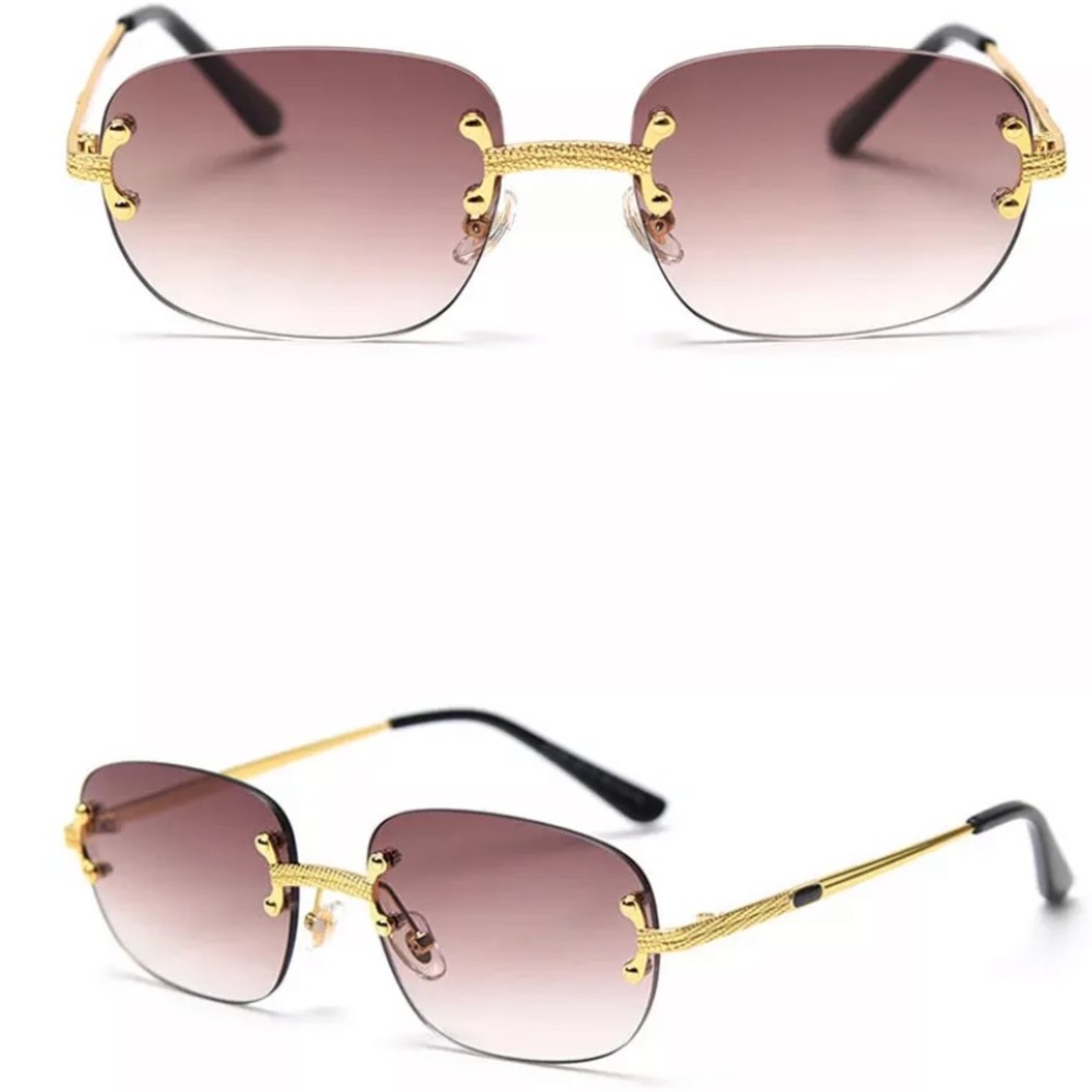 Rimless Rectangle Unisex Retro Sunglasses